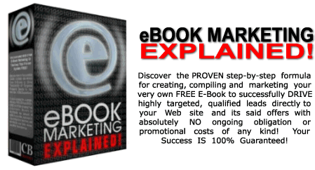 Discover the PROVEN step-by-step formula for creating, compiling and marketing your very own FREE E-Book to successfully DRIVE highly targeted, qualified leads directly to your Web site and its said offers with absolutely NO ongoing obligation or promotional costs of any kind!  Your success IS 100% Guaranteed!